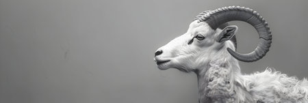 White frame with horns on a gray background, copy space for textの素材