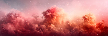 Fantasy cloudscape with fog and snowflakes in the skyの素材