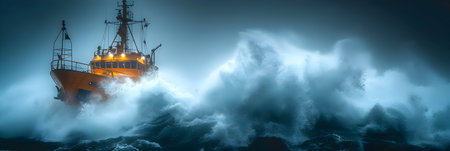 Fantasy scene with a ship in the sea. 3d renderingの素材