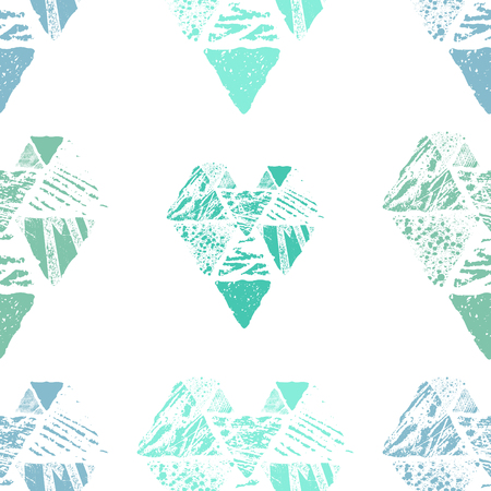 Monochrome graphic seamless pattern with textured hand drawn with ink trianglesのイラスト素材