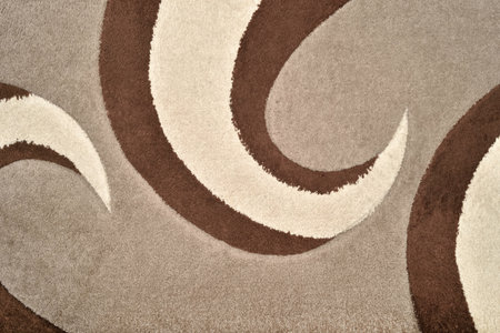 Modern carpet with curved shapes. Texture of soft carpet. Soft carpet texture surface. Copy space. Top view.の写真素材