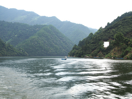Nature scenery view with river and mountainの写真素材