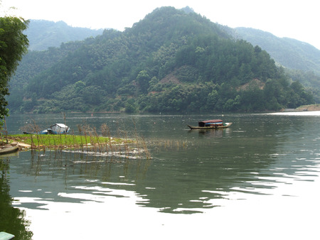 Nature scenery view with river and mountainの写真素材