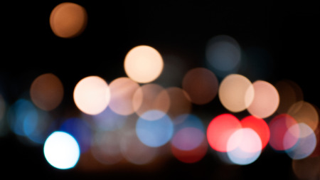 City night light blur bokeh, defocused backgroundの写真素材