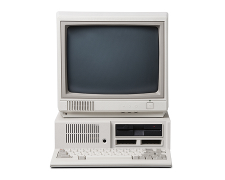 Old personal computer isolated on white background.の写真素材
