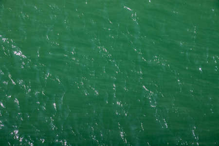 Green and shiny surface of calm Atlantic oceanの写真素材