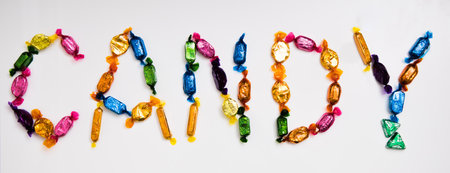 Word Candy made from candies of different coloursの写真素材