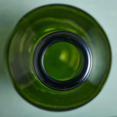 Top View of a Green Glass Bottleの写真素材