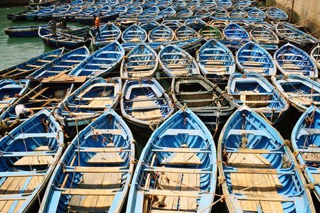 Boats harboring at Essaouiraの写真素材