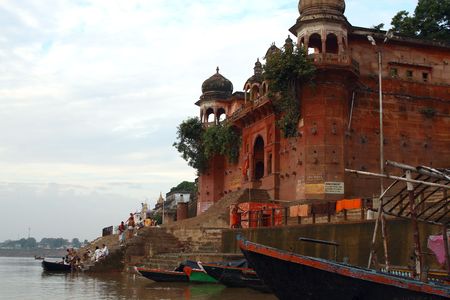 Ganges River / Varanasi / Indiaの写真素材