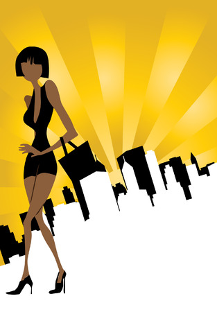 Young woman with shopping bags のイラスト素材