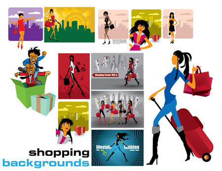 shopping backgroundsのイラスト素材