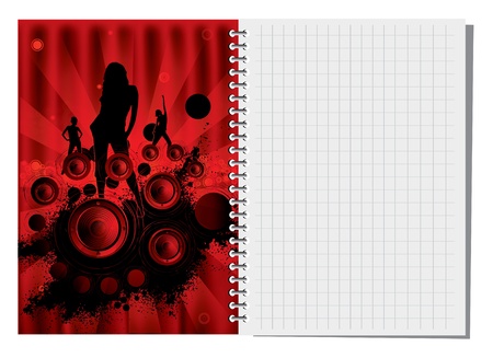 Spiral notebook with abstract illustration のイラスト素材