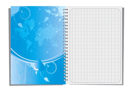 Spiral notebook with abstract illustration のイラスト素材