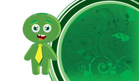 Cartoon businessman with floral backgroundのイラスト素材