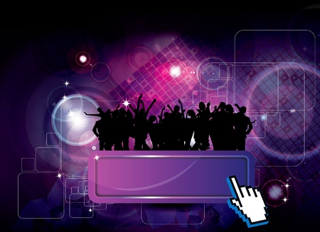 Dancing people on glowing backgroundのイラスト素材