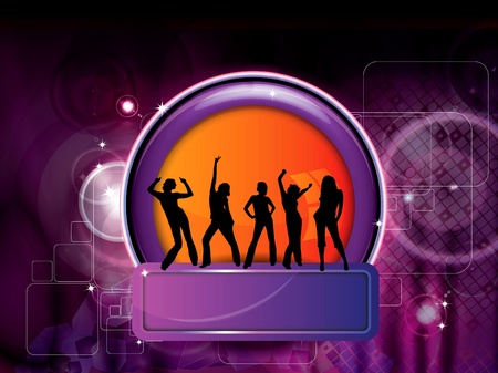 Dancing people on glowing backgroundのイラスト素材