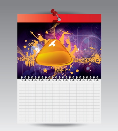 Spiral notebook with illustrationのイラスト素材