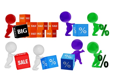 3d person with sale percent. Set.の写真素材