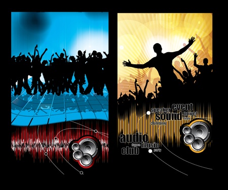 Large crowd of party people - vector background. のイラスト素材