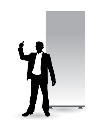 Businessman with empty roll upのイラスト素材