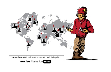 DJ. vector illustrationのイラスト素材