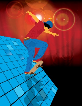 Kid on skateboardのイラスト素材