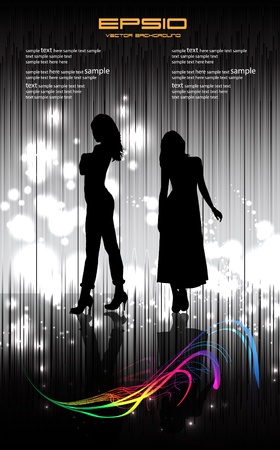 Silhouette of woman with abstract background のイラスト素材