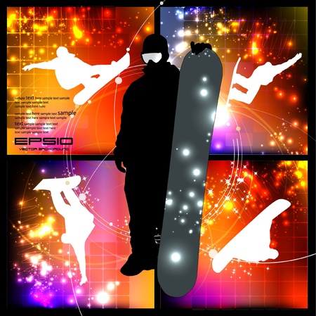 Snowboarder collection trickのイラスト素材