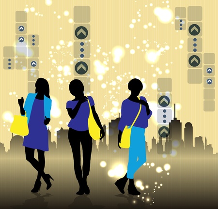 Fashion Girl Shopping Background のイラスト素材