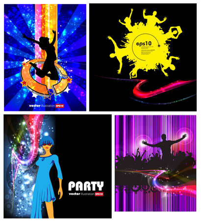 Set of group peoples dance のイラスト素材