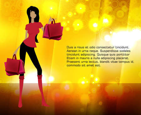 Girl with shopping bagのイラスト素材