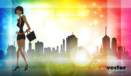 Vector illustration fashion girl shopping のイラスト素材