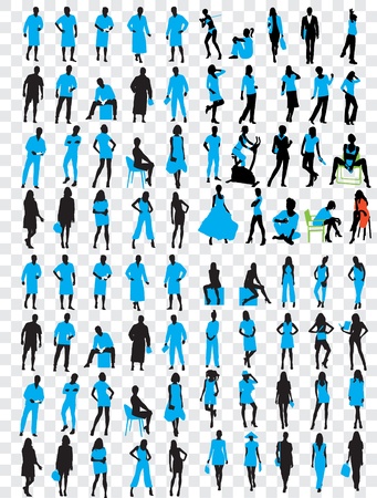 High quality traced posing woman silhouettes  illustrationのイラスト素材