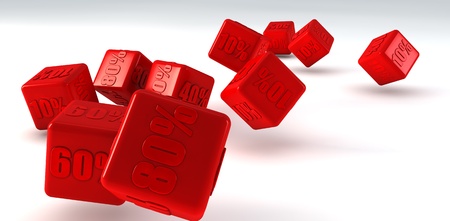 Red cubes with percentの写真素材
