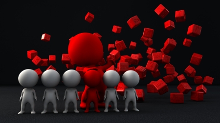 3d person with percents symbolの写真素材