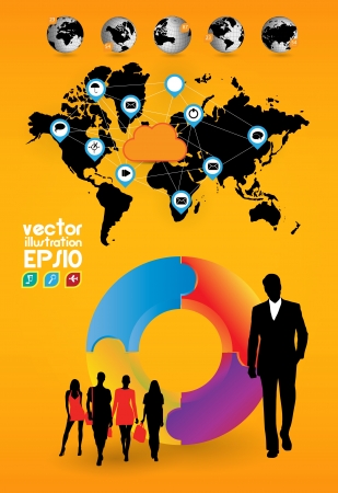 World map and business teamのイラスト素材