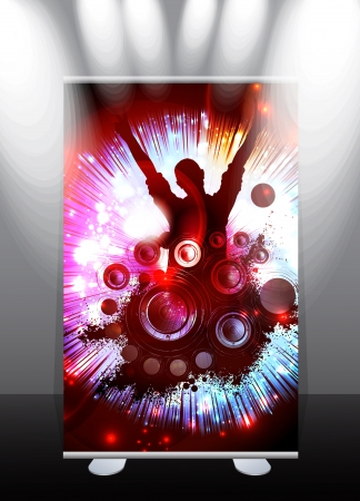 Roll-up display with stand banner template design, vector illustration. のイラスト素材