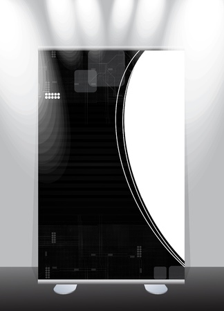 a roll-up display with stand banner template design, vector illustration.のイラスト素材