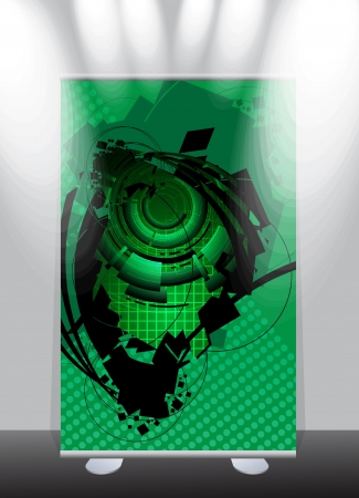 a roll-up display with stand banner template design, vector illustration.のイラスト素材