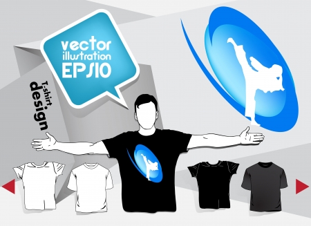 T-shirt with karate illustrationのイラスト素材