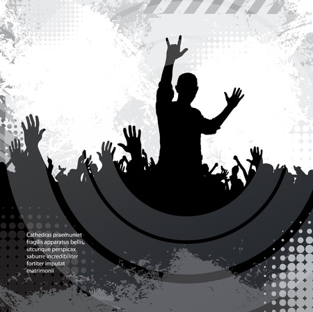 Silhouettes of concert crowdのイラスト素材