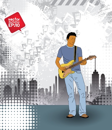 Man with quitar  Vectorのイラスト素材