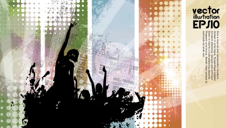 Crowd cheering at the music concertのイラスト素材