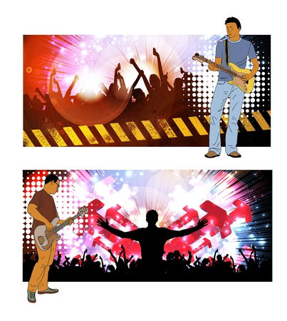 Crowd cheering at the music concertのイラスト素材