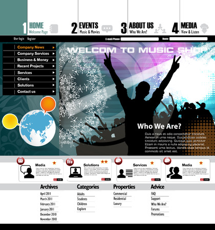Music Website Template - Vector Designのイラスト素材