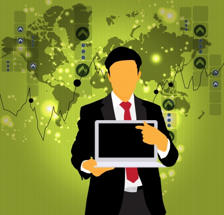 Businessman with computer  Vectorのイラスト素材