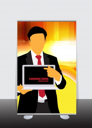 Businessman with computer  Vectorのイラスト素材