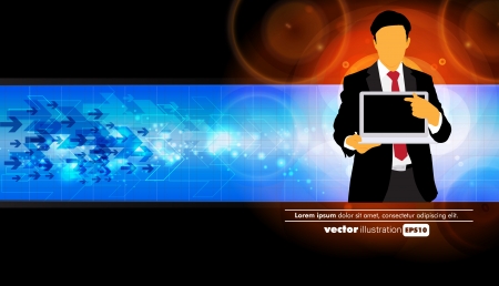 Businessman with computer  Vectorのイラスト素材