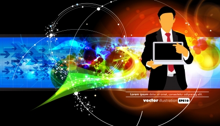 Businessman with computer  Vectorのイラスト素材